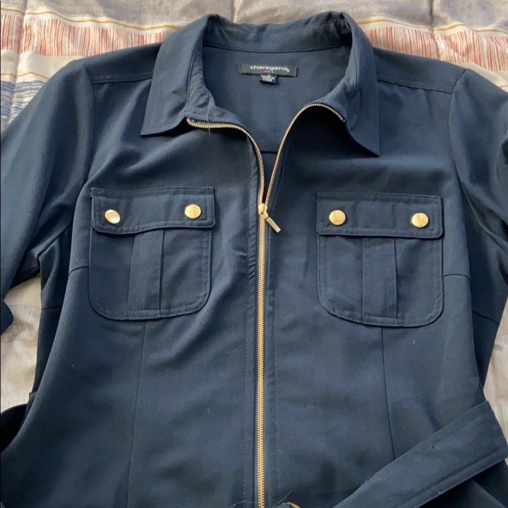 Navy dress with gold detail